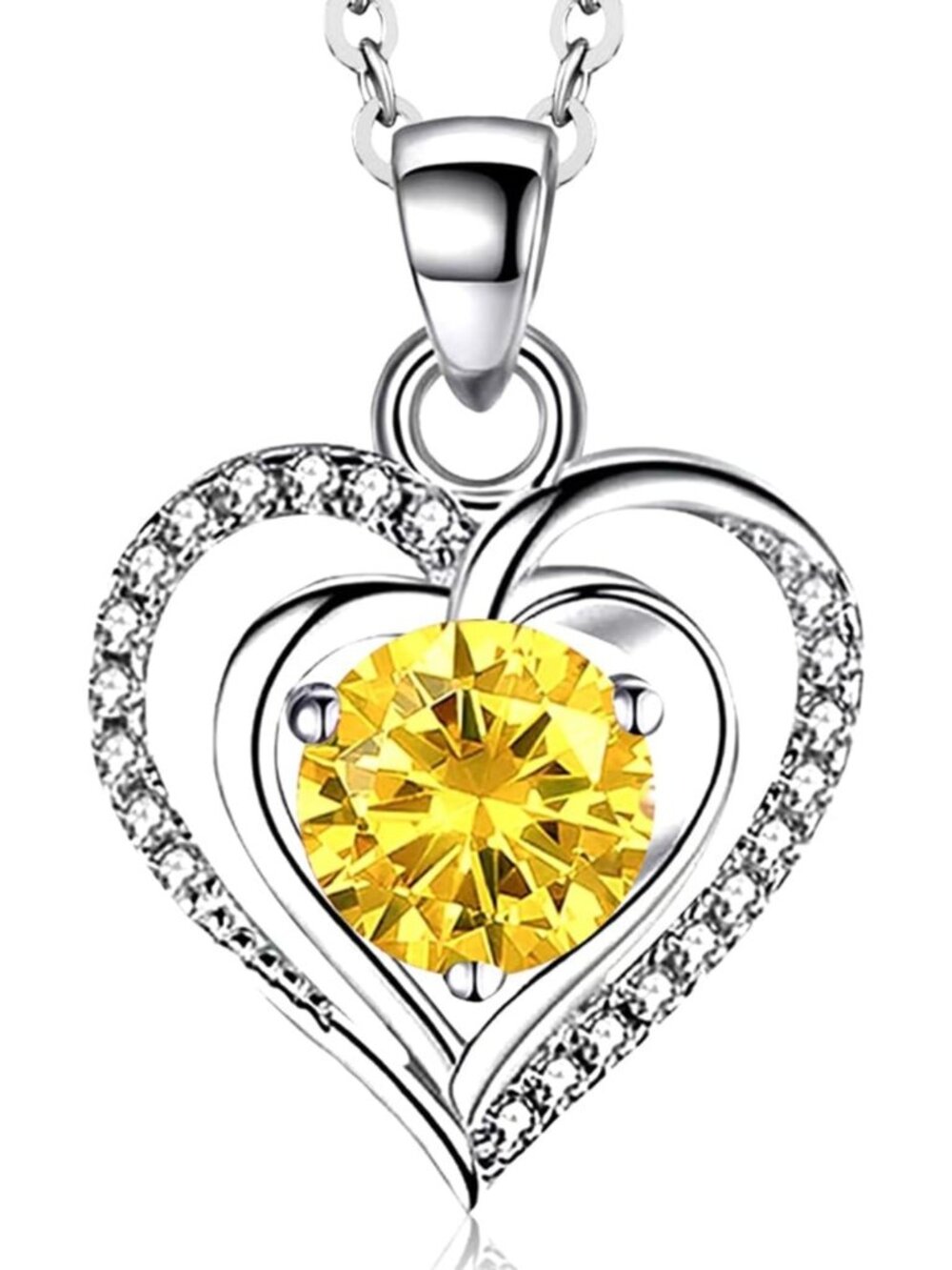 Heart Birthstone Pendant Necklace 925 Sterling Silver for Women - Perfect Gift